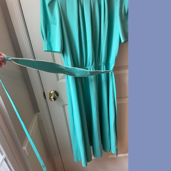 Vintage Leslie Fay Turquoise Tea Dress - Picture 6 of 10